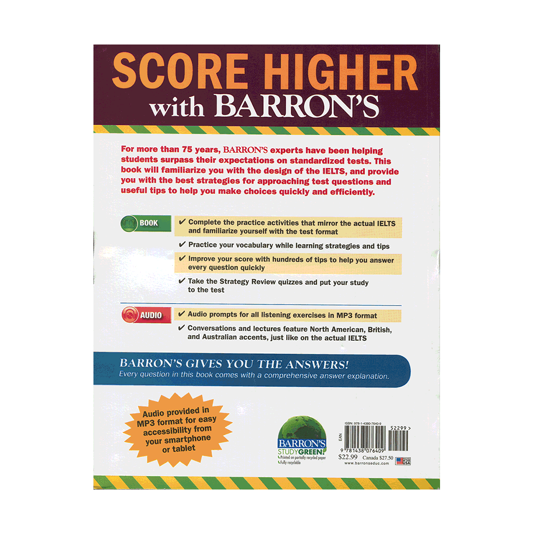 کتاب Barrons IELTS Practice Exams 3rd