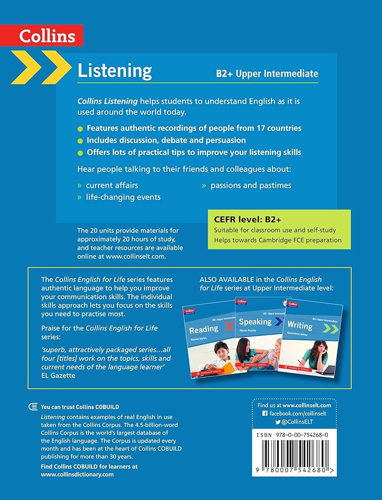 کتاب collins english for life- listening b2+ upper intermediate رنگی