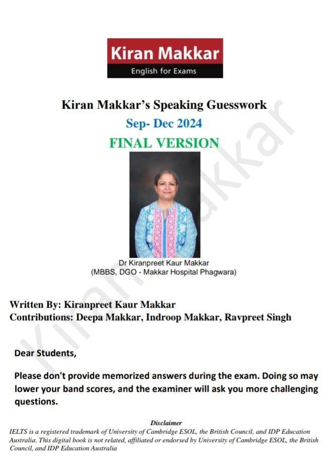 کتاب MAKKAR IELTS SPEAKING GUESSWORK SEP-DEC 2024